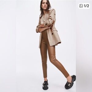 NWT Women’s brown faux leather leggings from Zara